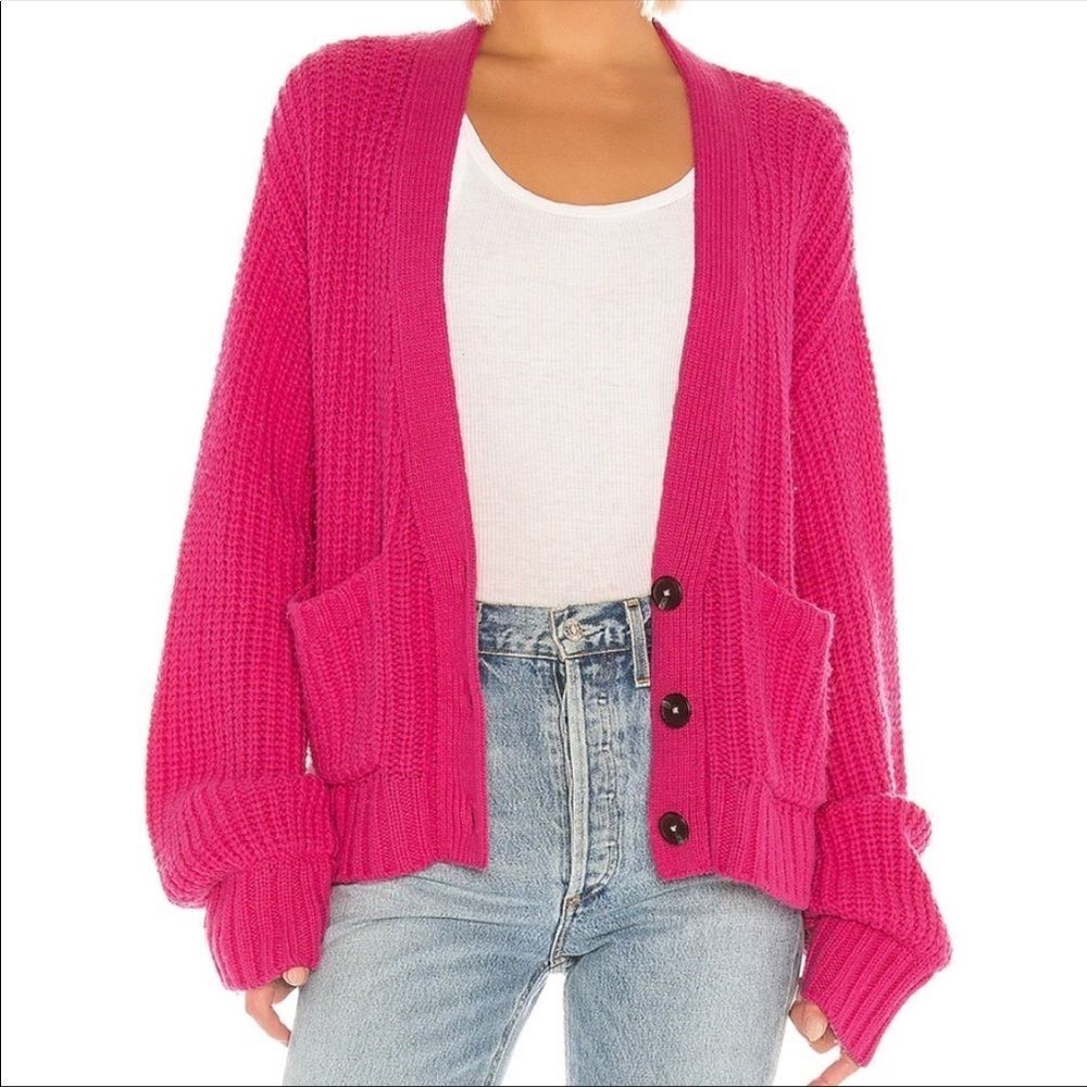 Pam and Gela Boxy Oversized Pink Cardigan Size M/L